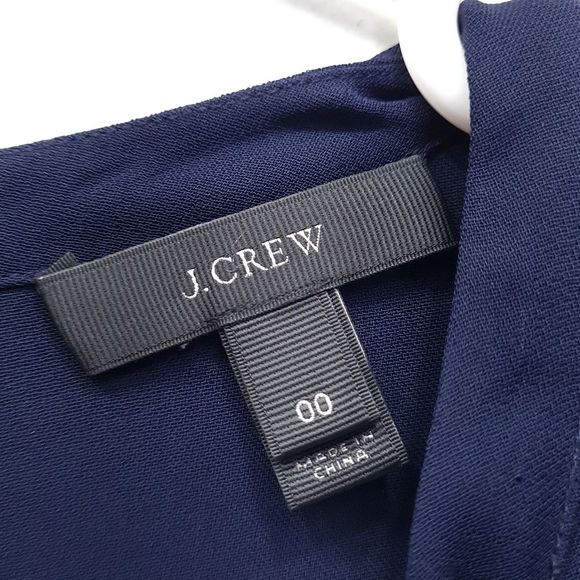 J. Crew Double Stripes Crepe Top Blouse Navy Womens Size 00 - Picture 7 of 16